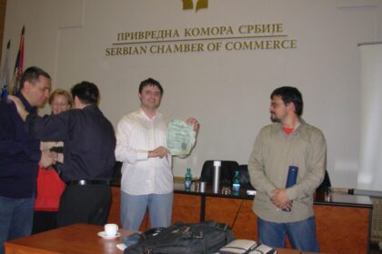 Plaketa za Sašu Stojanović u Privrednoj komori Srbije